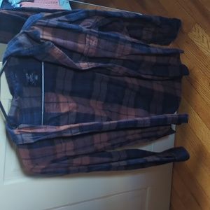 Navy/burnt orange flannel